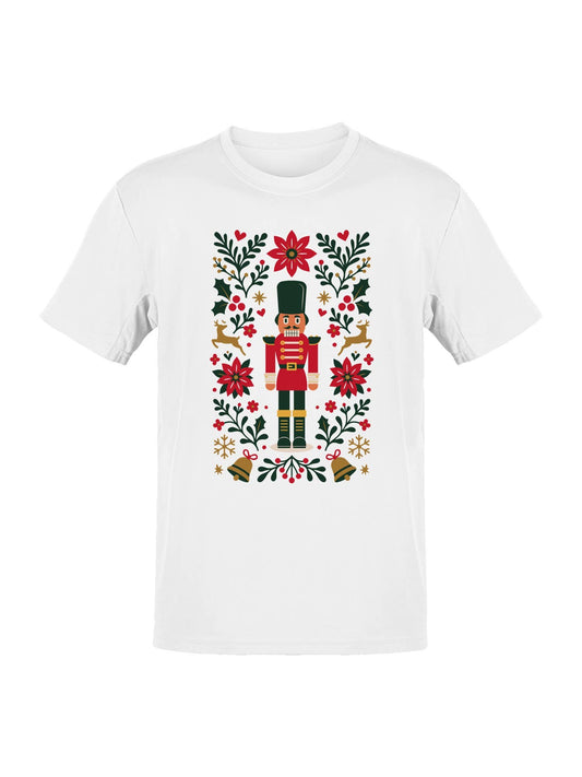 Festive Nutcracker and Florals Design Men's T-Shirt