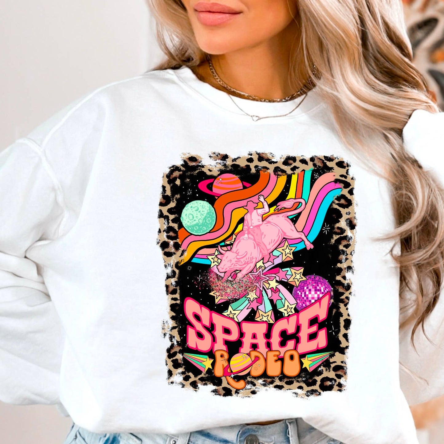 Space Rodeo Western Edgy Graphic Sweatshirt