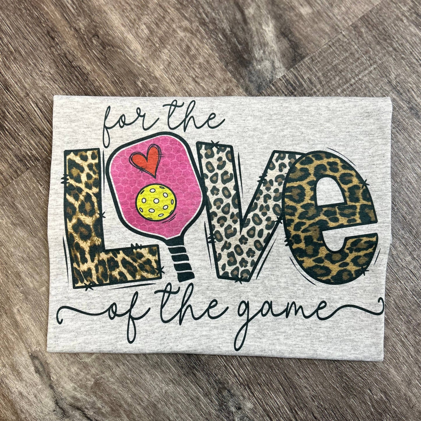 For the Love of the Game Pickleball Leopard On Ash Gray Tee