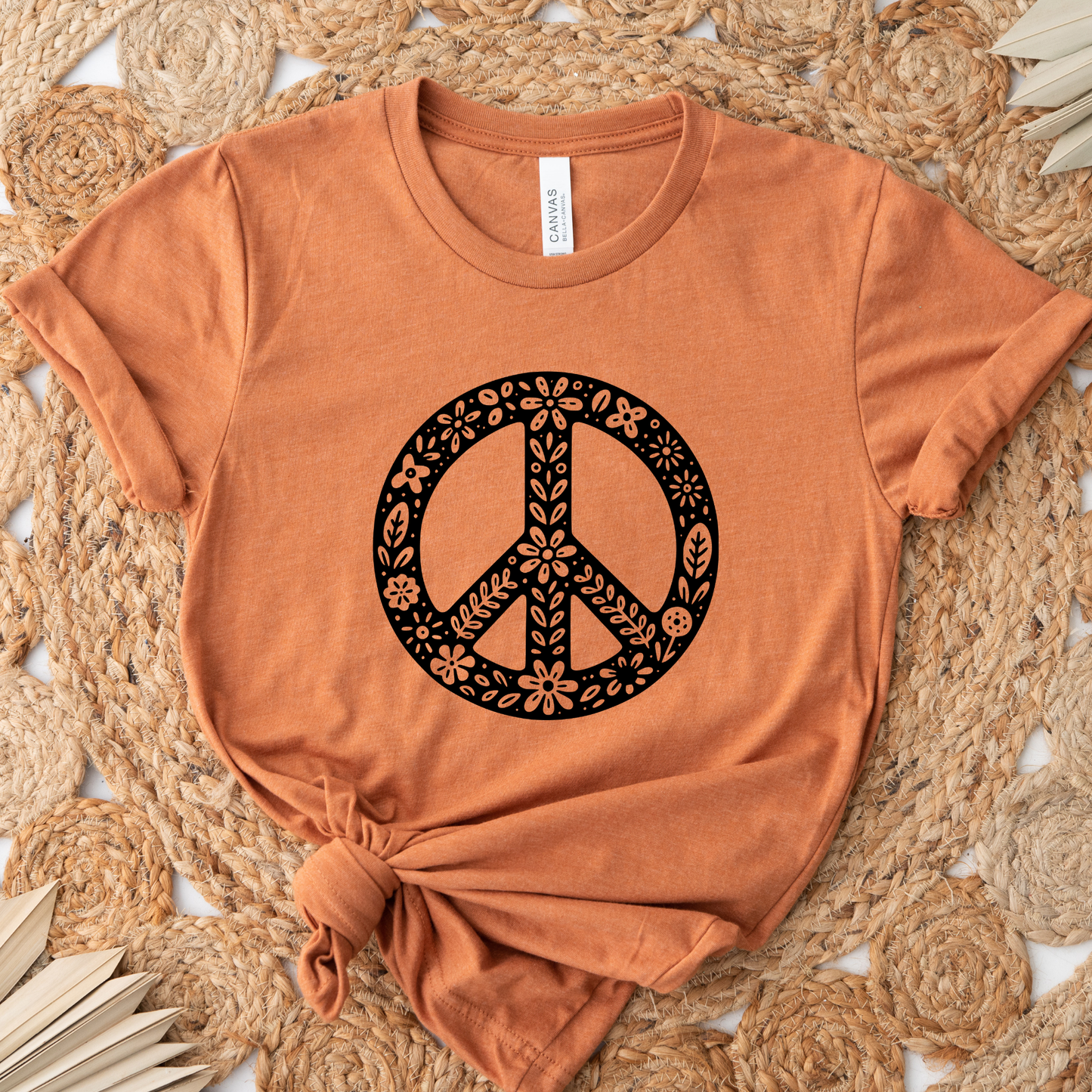 Black Floral Peace Graphic Tee