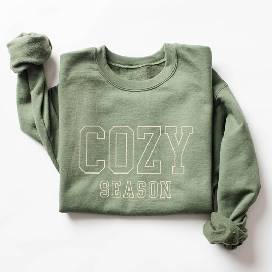 Cozy Season Sweatshirt, Super Soft Fall Crewneck Sweater
