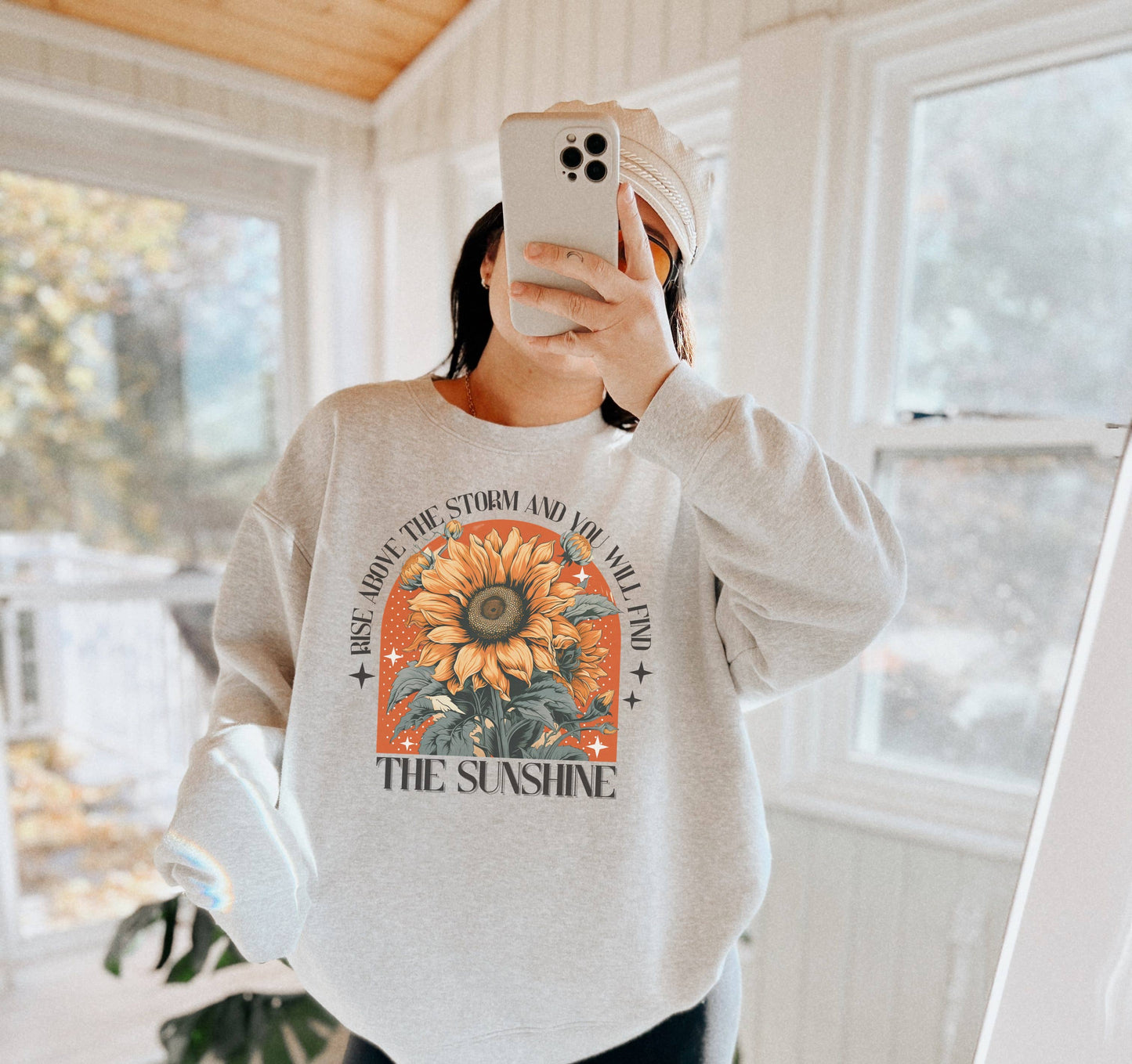 Rise Above the Storm Sunflower Crew Neck Sweatshirt