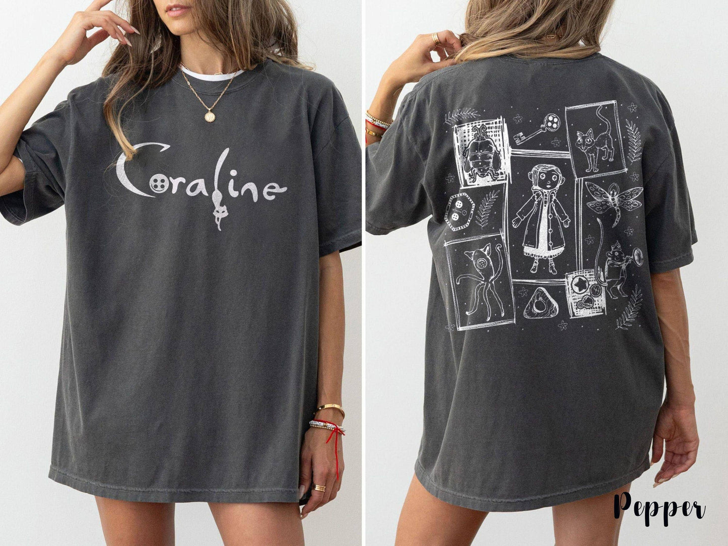 Two-Sided Coraline T-Shirt - Spooky Halloween Comfort Tee
