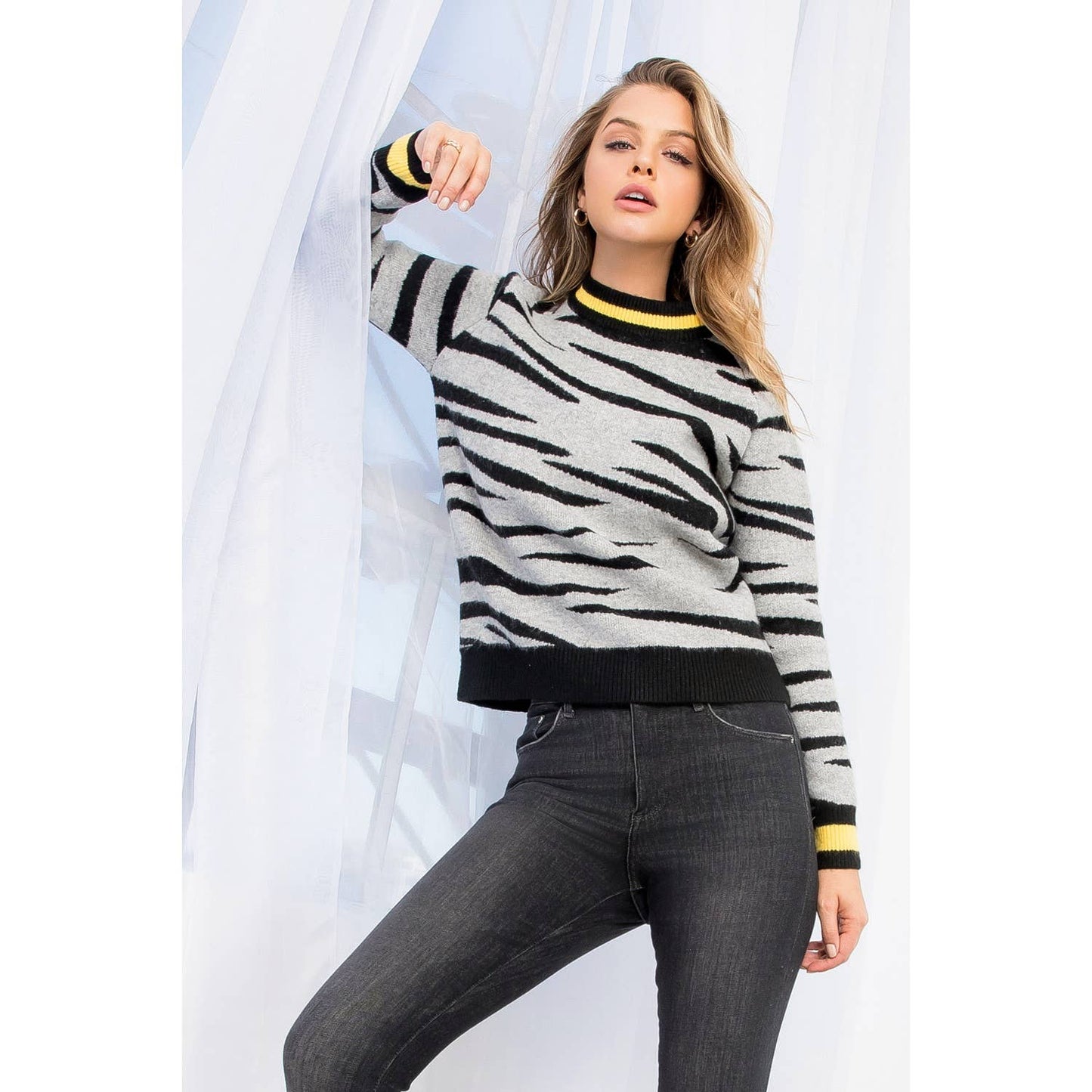 Tiger Print Knit Sweater