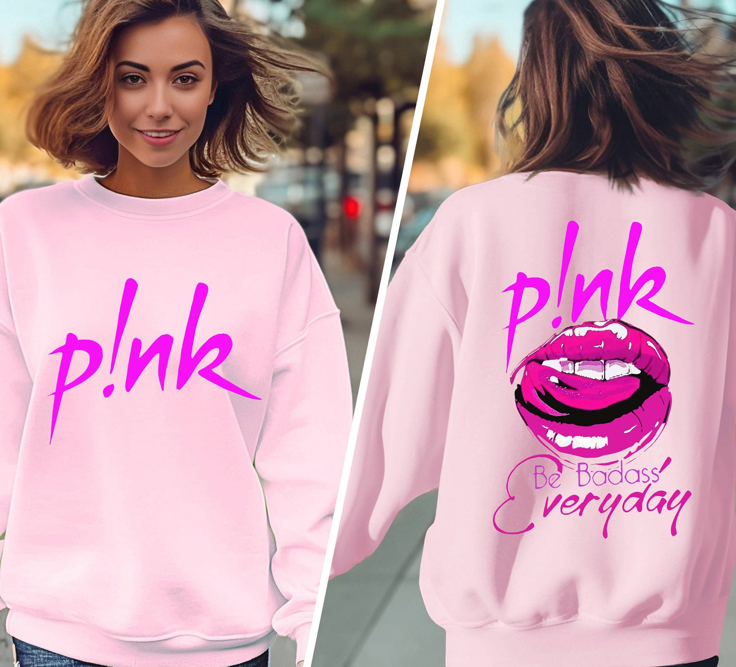 P!Nk 'be Badass Everyday' Lip Graphic Sweatshirt