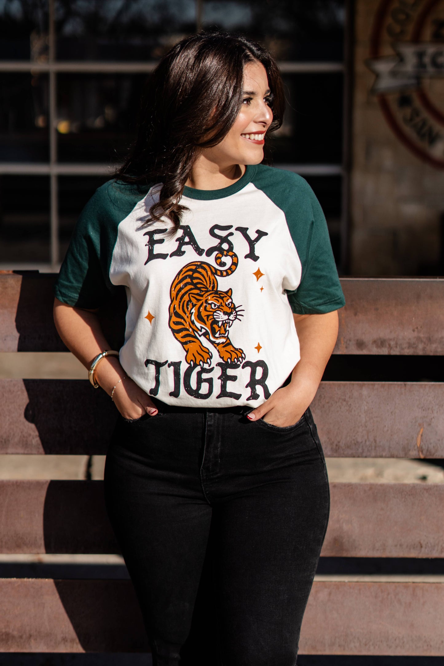 Retro Easy Tiger Tee, Raglan Tee, Vintage Style Graphic Tee