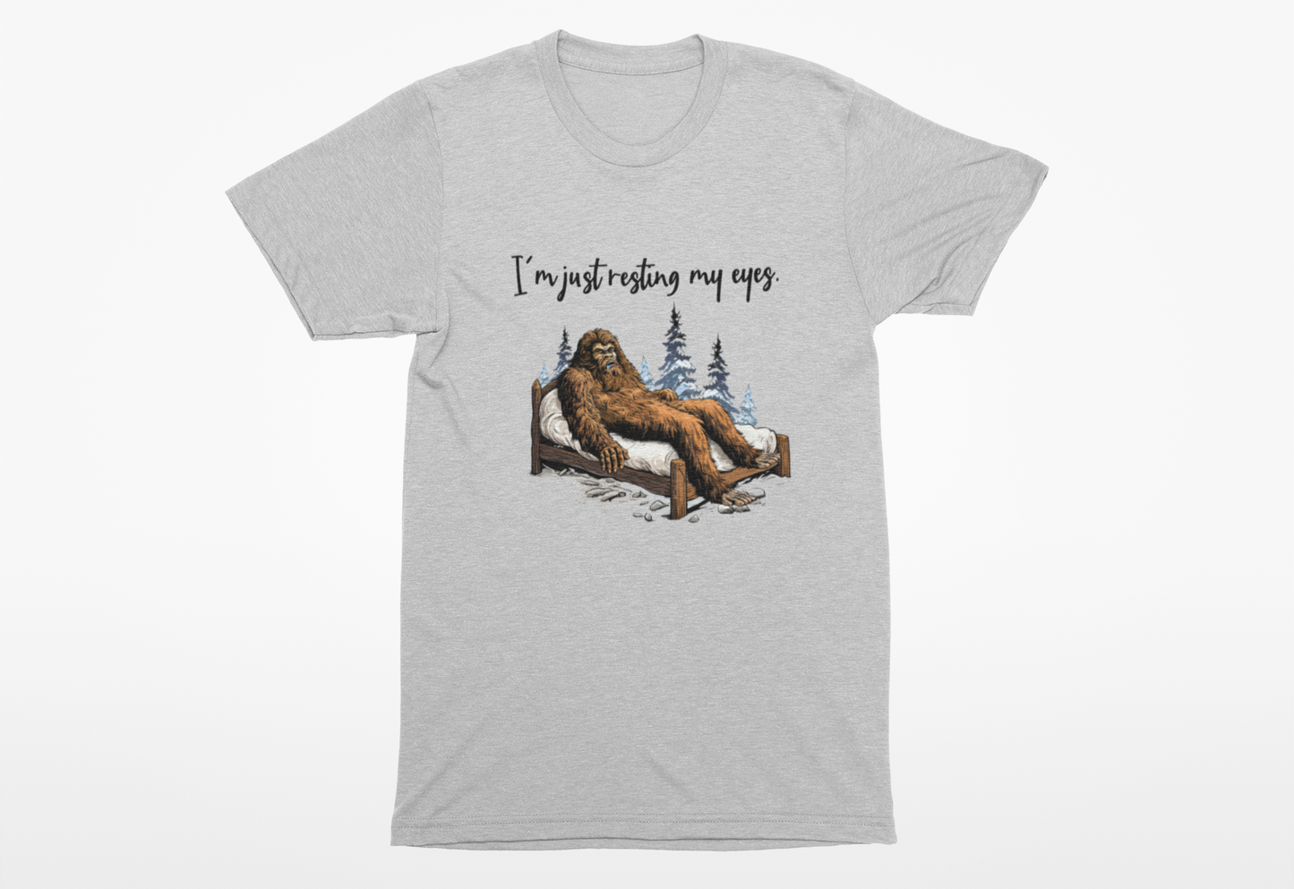 Resting My Eyes - Sleeping Bigfoot T-Shirt (Grey)