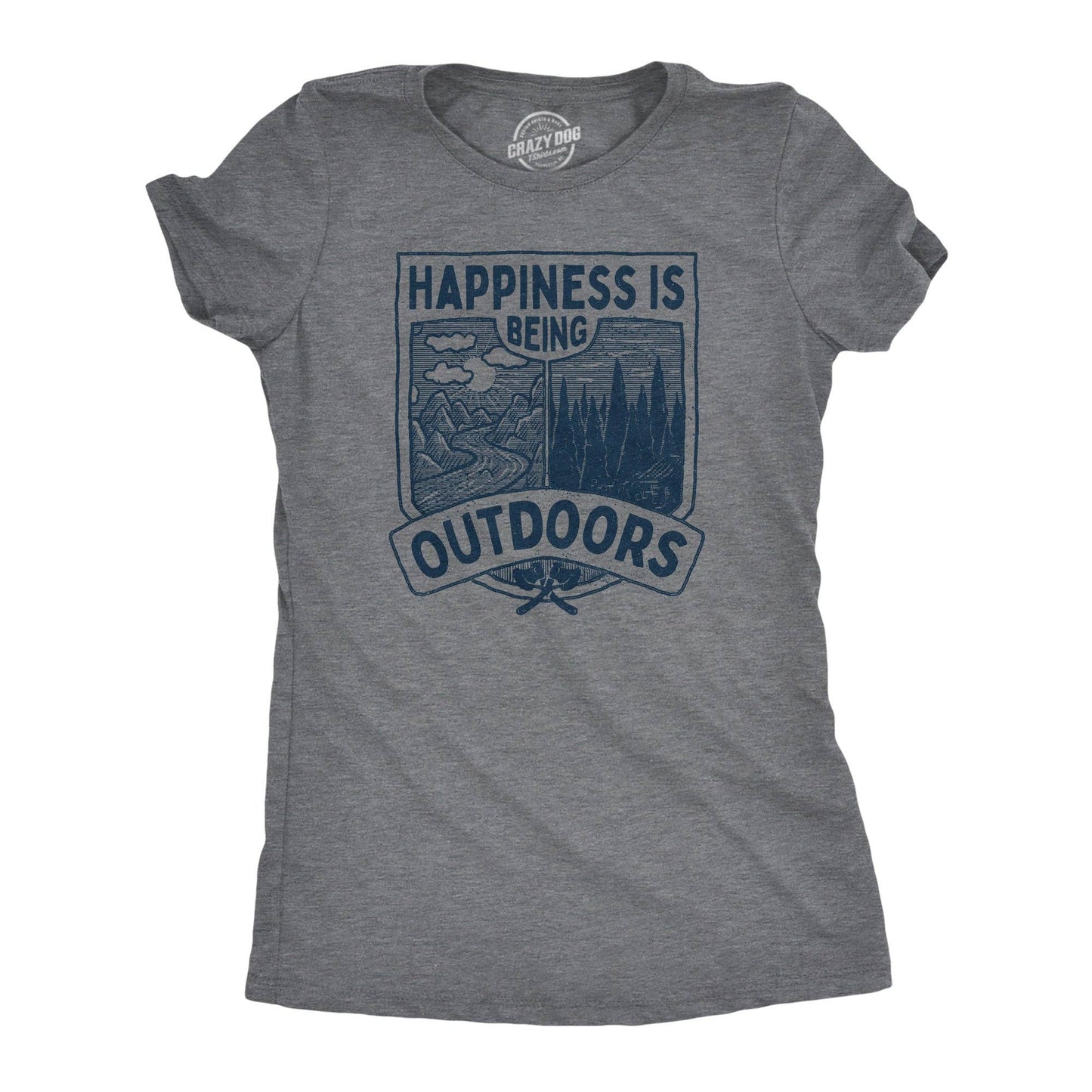 Hapiness Is Being Outdoors Women's Tshirt Camping Graphic