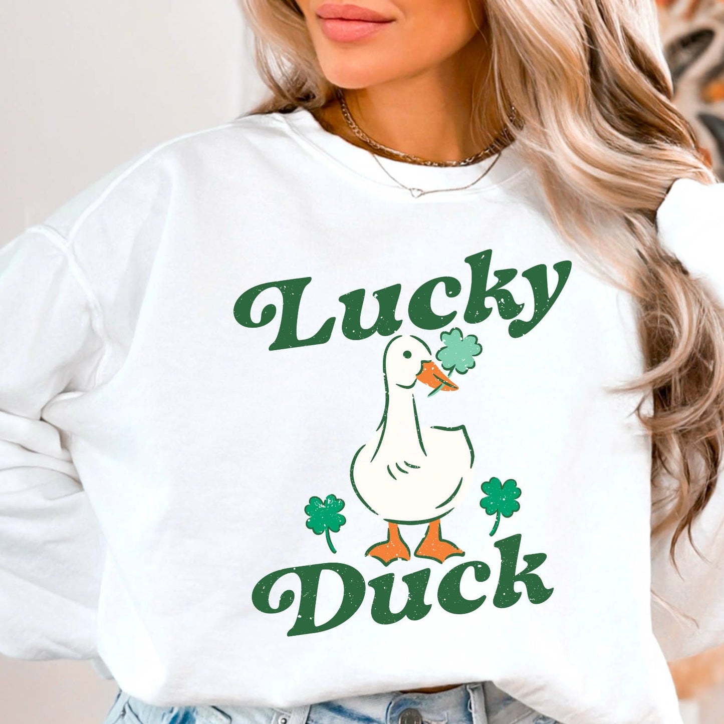 Lucky Duck  St. Patrick’S Day Graphic Crewneck Sweatshirt