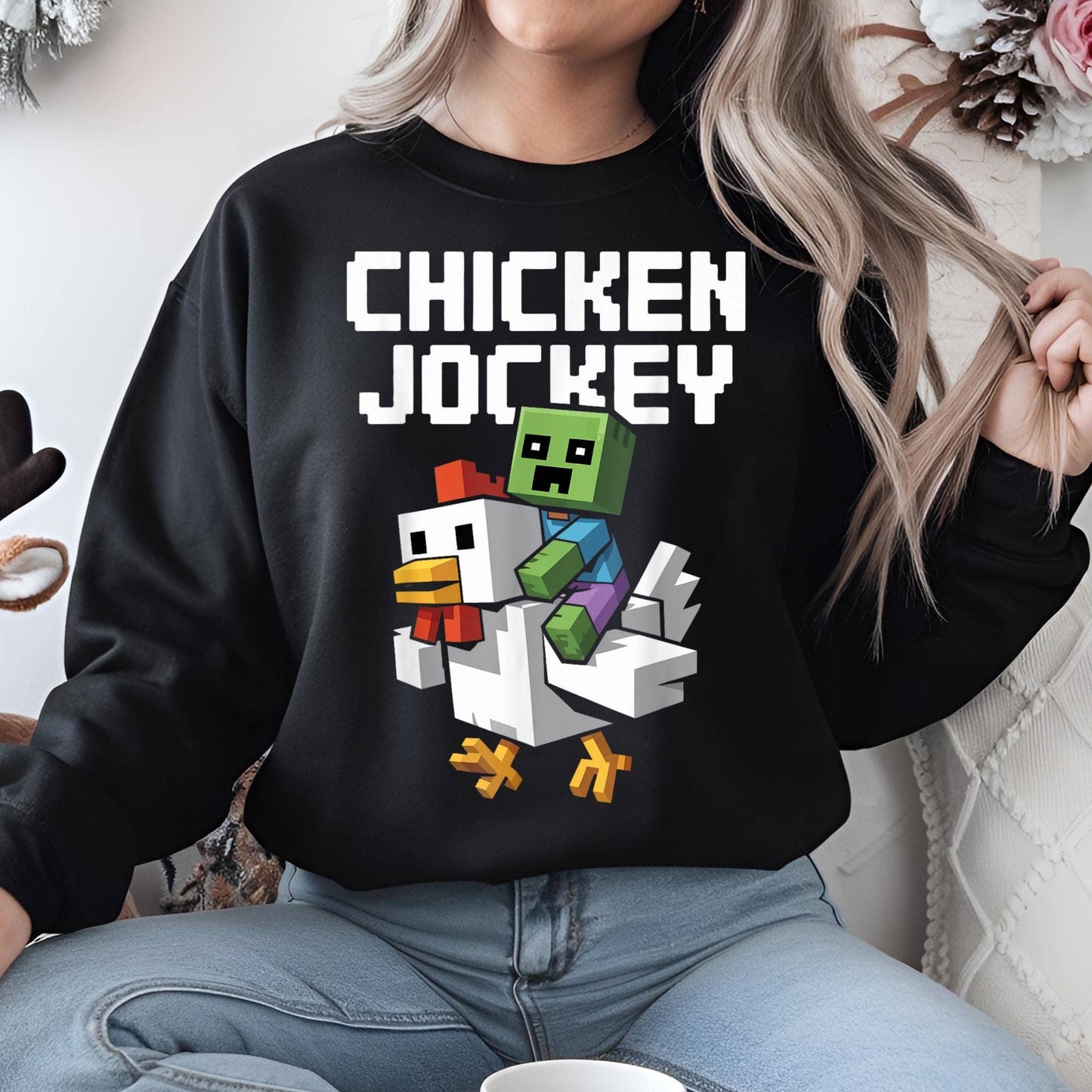 Zombie Chicken Jockey Funny Gaming Shirt Design
