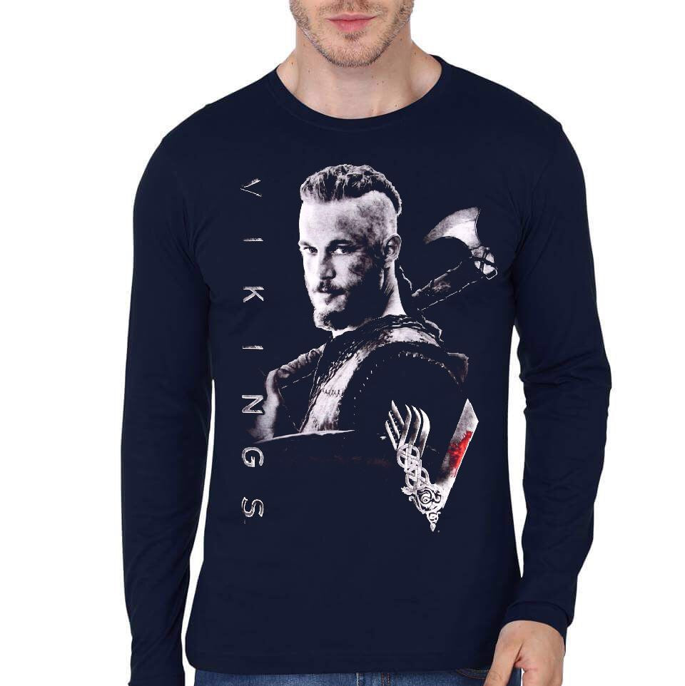 Vikings Ragnar Navy Blue Full Sleeve T-Shirt