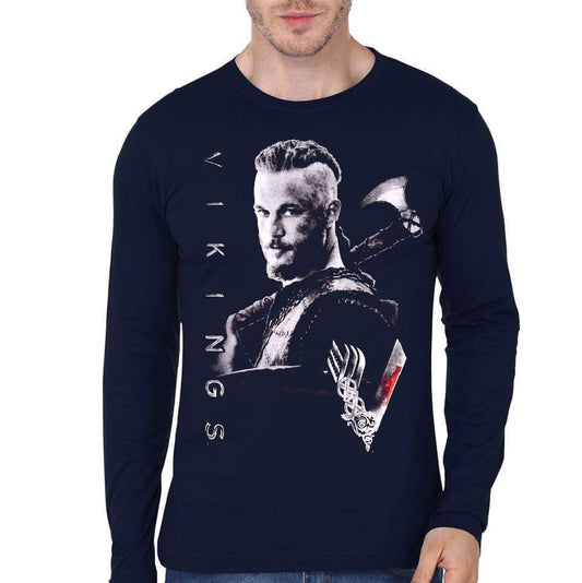Vikings Ragnar Navy Blue Full Sleeve T-Shirt