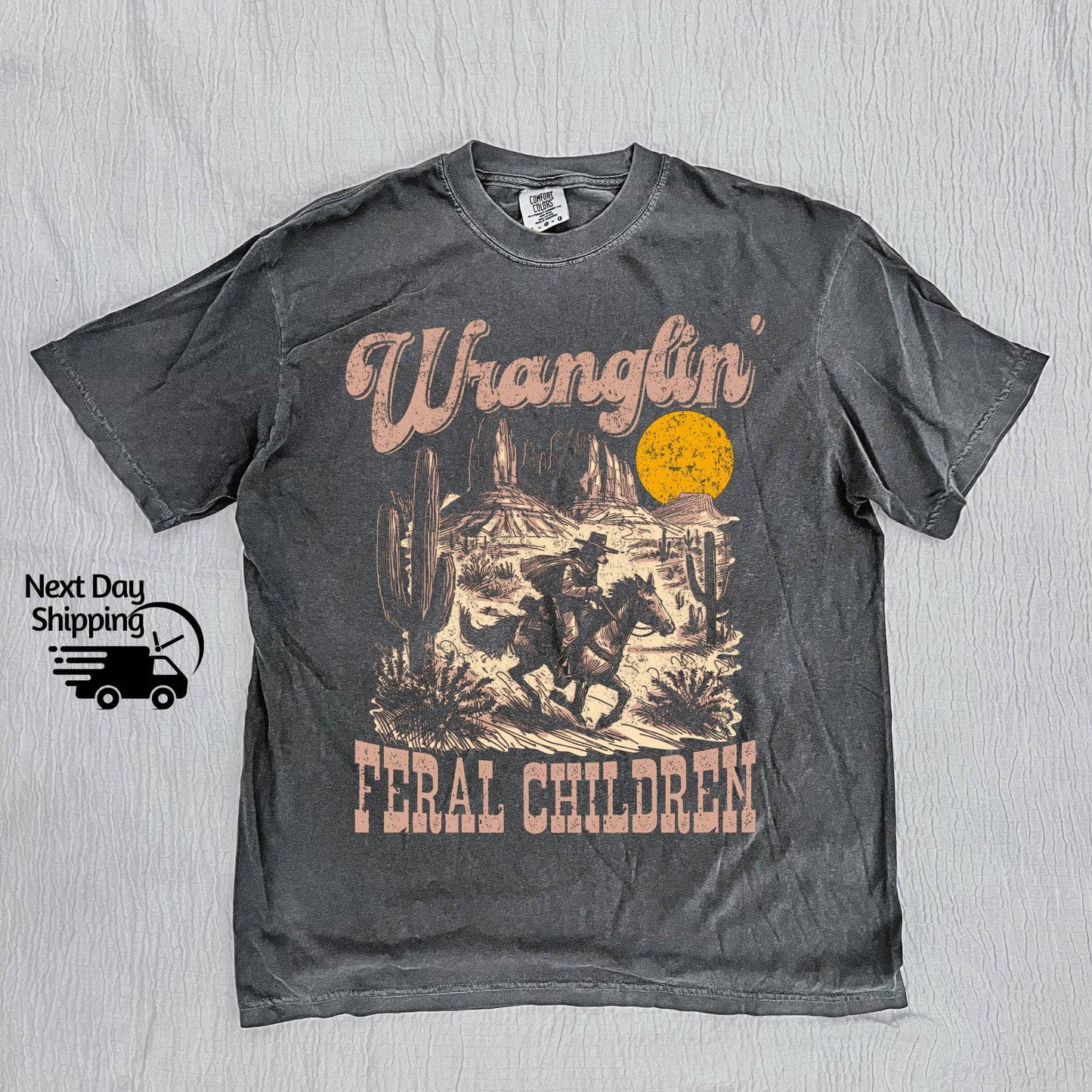 Wranglin' Feral Children Raccoon 90s Western Graphic Shirt