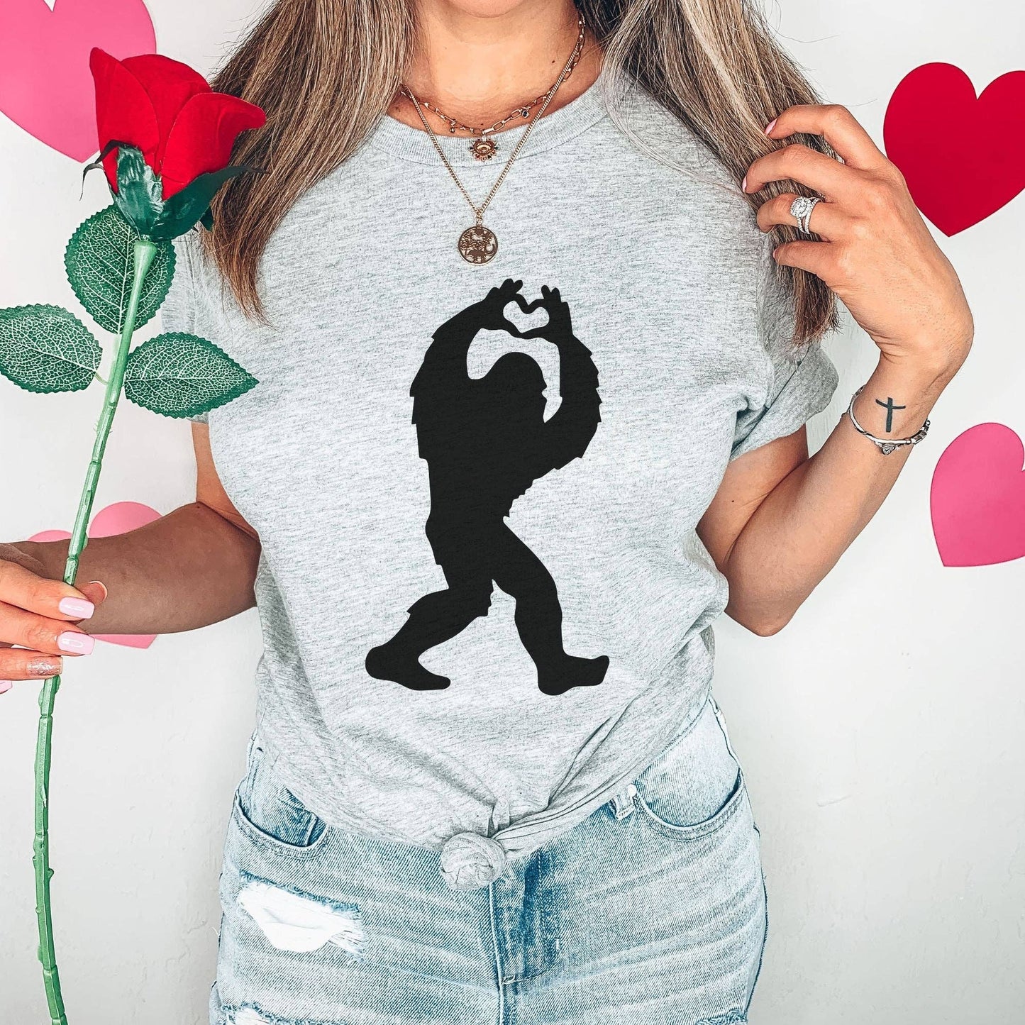 Bigfoot Loves You Valentine's Day Tshirt *Unisex Fit*