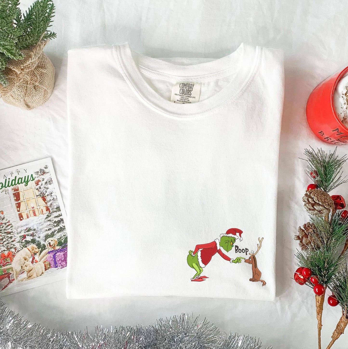 Merry Grinchmas Embroidered Dog Lover Shirt