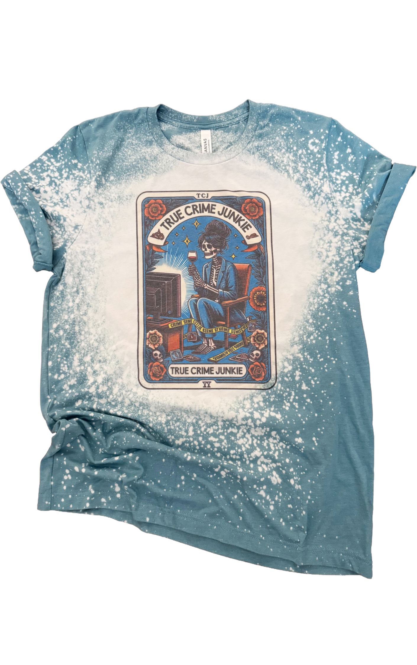 True Crime Junkie - Tarot Card Bleached Shirt