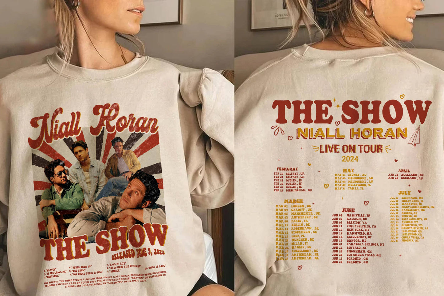 Niall Horan the Show Sweatshirt with Live On Tour 2024 Dates