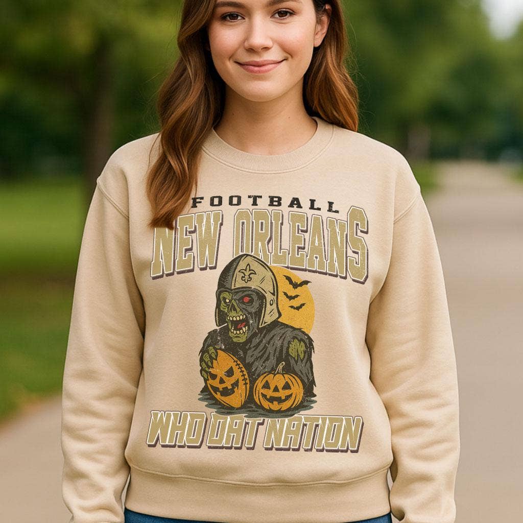 New Orleans Spooky Crow Pumpkin Halloween Football Shirt