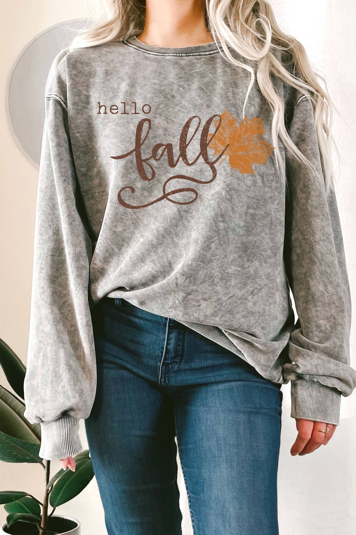 Hello Fallmineral Graphic Terry Sweatshirt