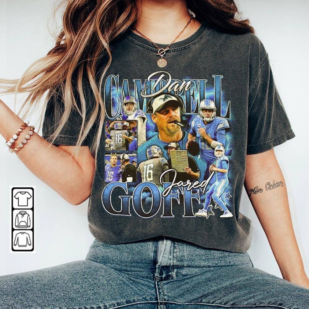 Vintage Detroit Lions Jared Goff Football Shirt 90s Fan Gift