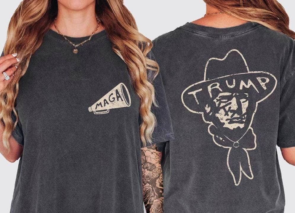 Trump Cowboy Western Maga Tshirt Election 2024 Conservative