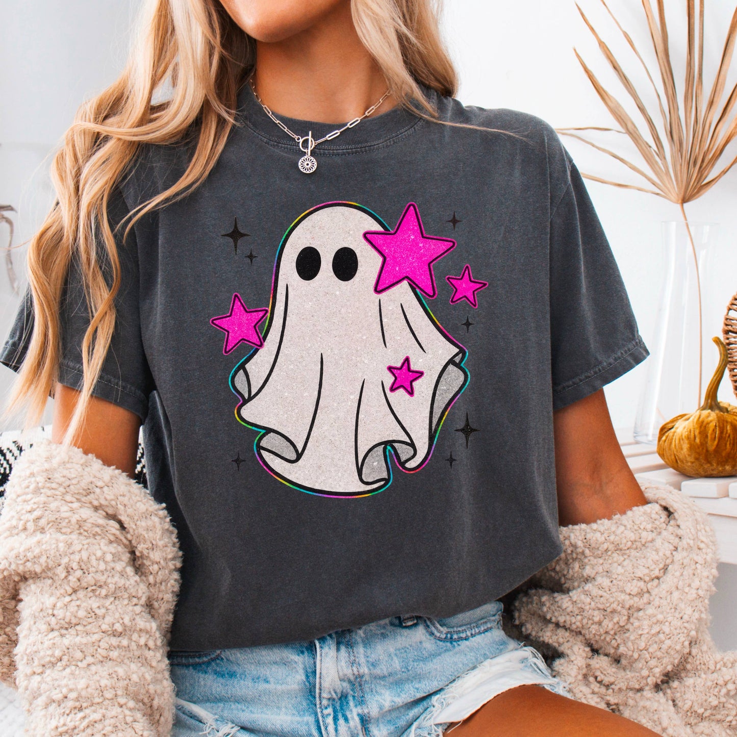 Halloween 2025 Preppy Ghost Graphic Shirt | Comfort Color