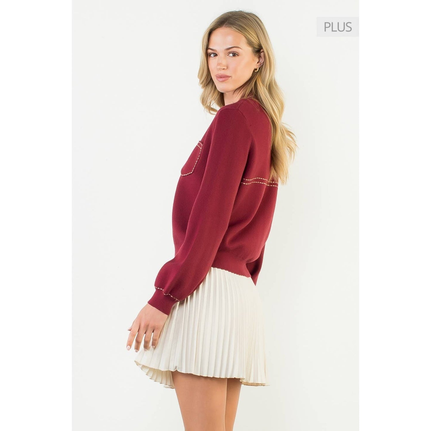 /Size Xl/ Polo Collar Button Front Knit Top