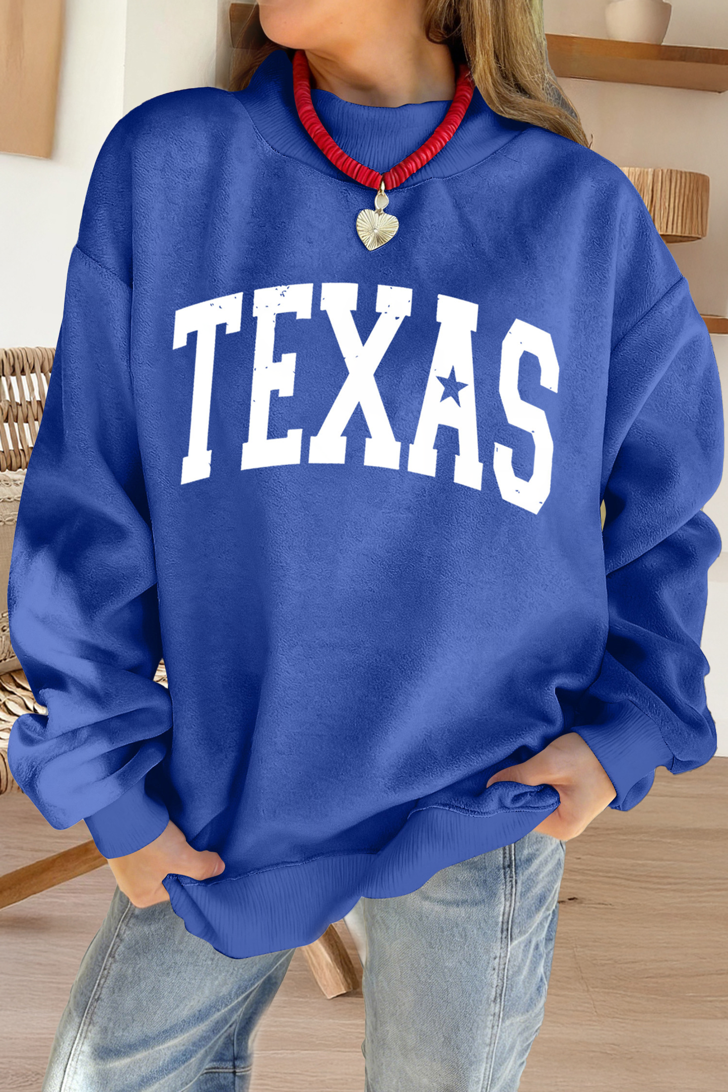 Texas Graphic Mock Neck Reversible Sweatshirt (S-Xl)
