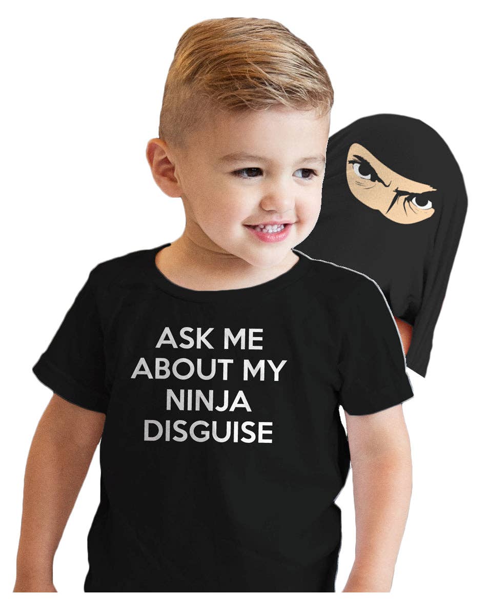 Ask Me About My Ninja Costume Funny T Shirt For Kids Toddler Halloween Costume