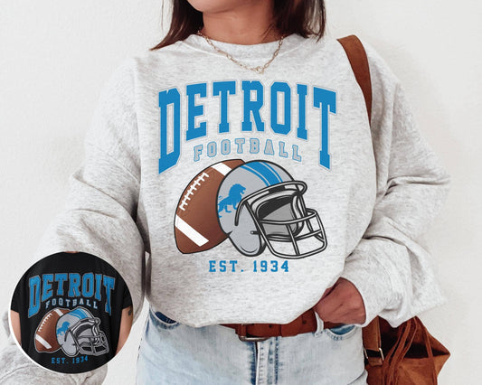 Vintage Detroit Football Crewneck Sweatshirt For Fans