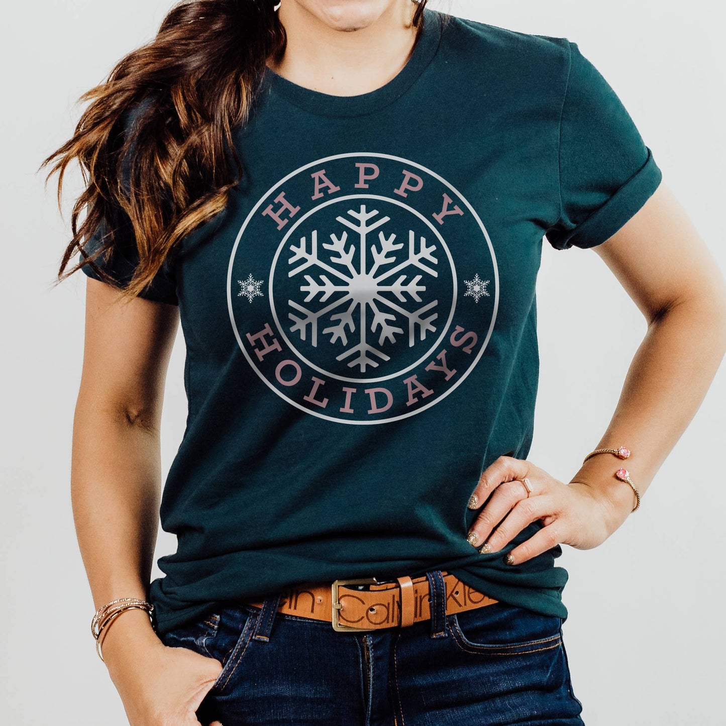 Happy Holidays Snowflake Tee | Christmas | Sizes XS-2XL