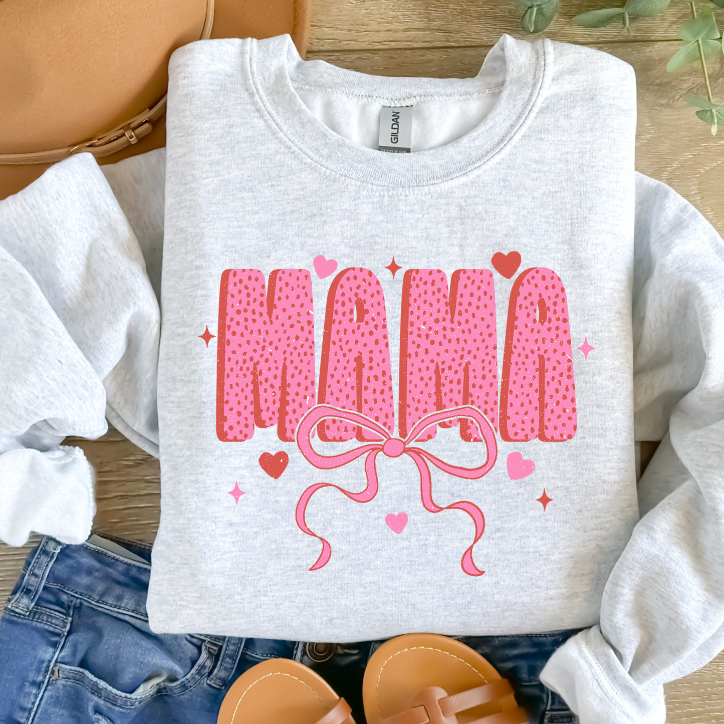 Valentines Mama Bow Graphic Tee/Crewneck