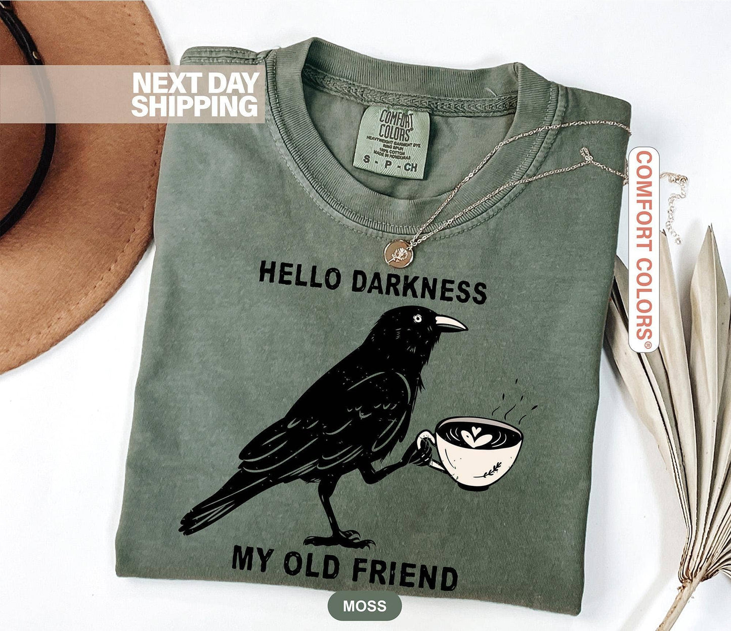 Raven Crow Coffee Halloween T-Shirt Fall Tee Unisex Gift