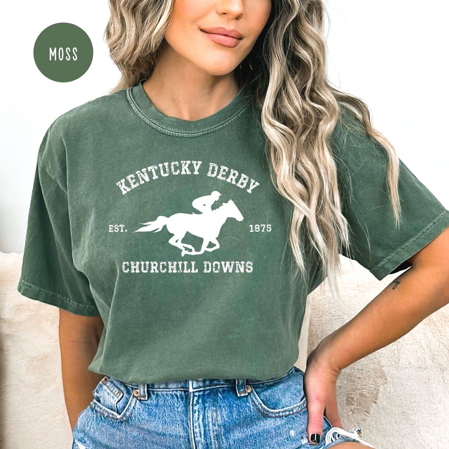 Kentucky Derby Grunge Style Comfort Colors Tshirt