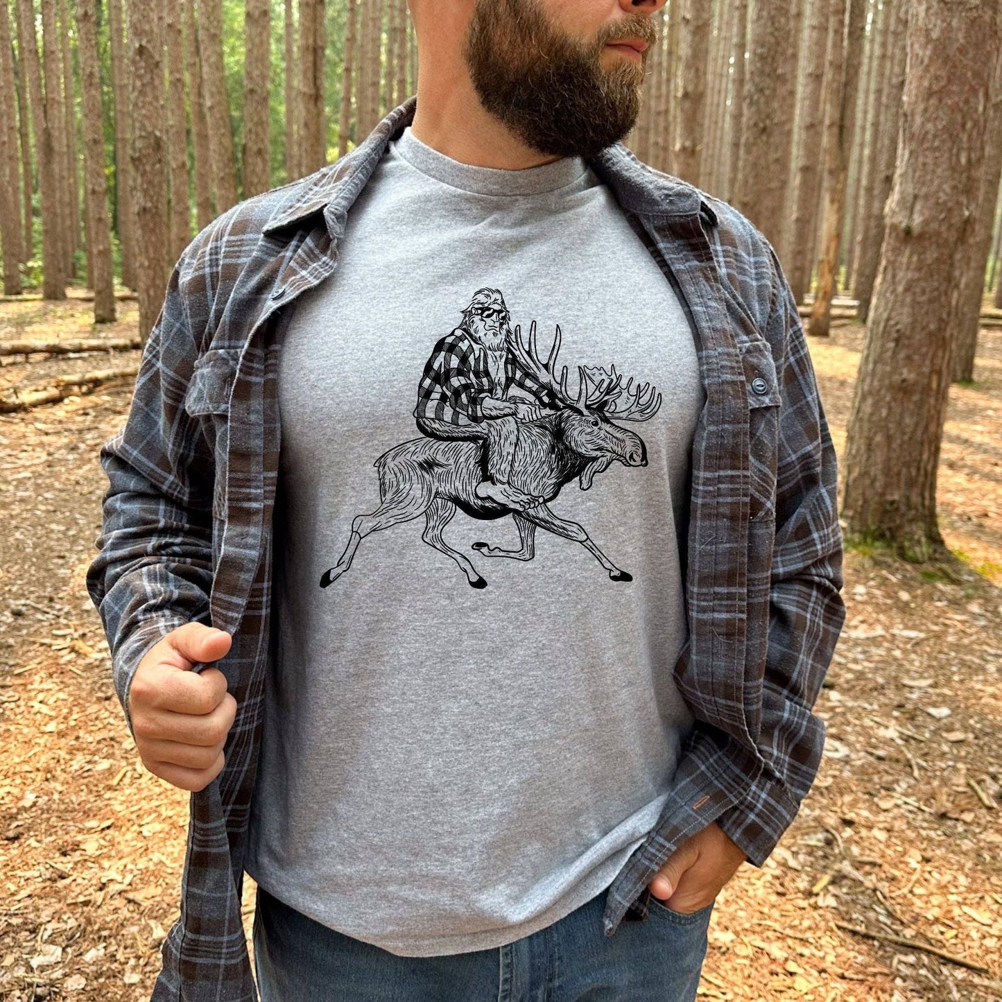 Bigfoot Riding A Moose Shirt For Men *Unisex Fit*213