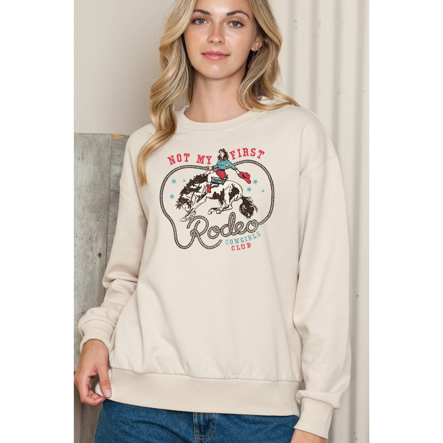Not My First Rodeo Cowgirls Club Crewneck Sweatshirt