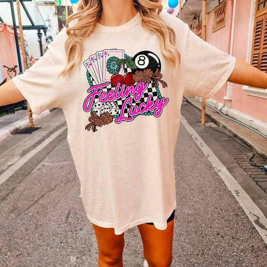 Feeling Lucky Retro Western Comfort Color Graphic Tee