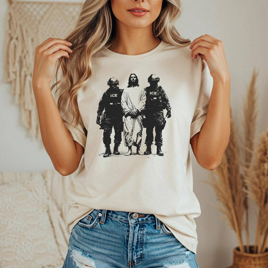 Sarcastic Immigrant Rights T-Shirt, Anti Ice Jesus Arrested