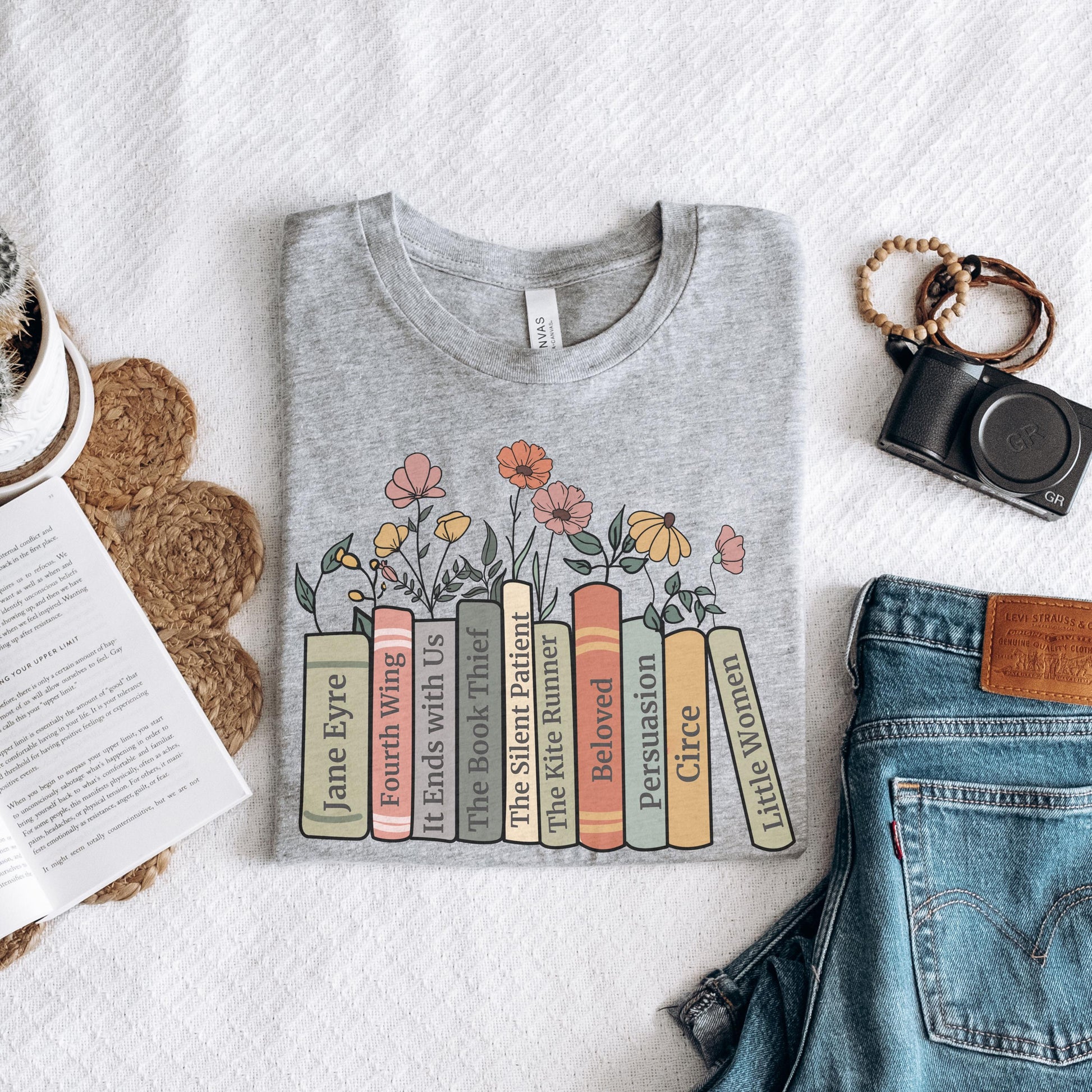 Personalized Bookshelf Custom Book Birthday Christmas Book Club Tee Reading Fandom Merch Librarian Teacher (5)