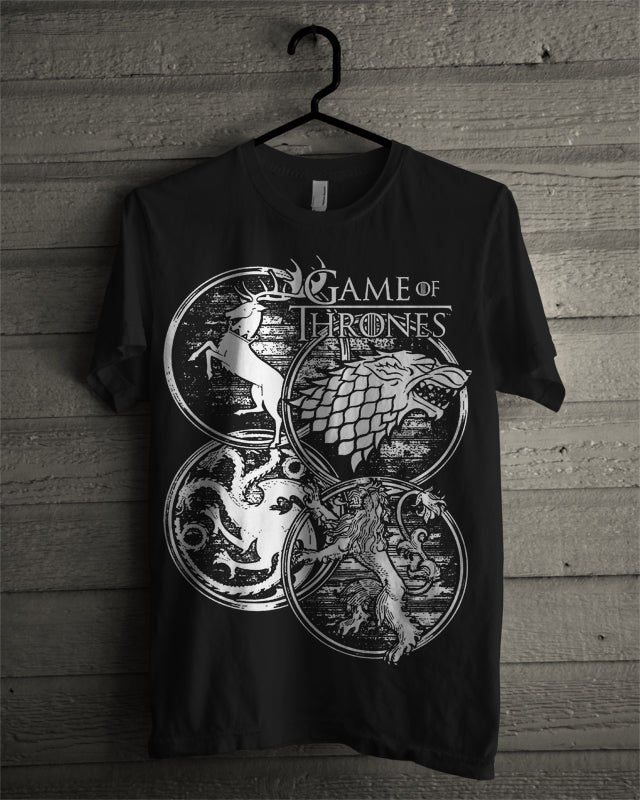 4 House Game Of Thrones Black T-Shirt