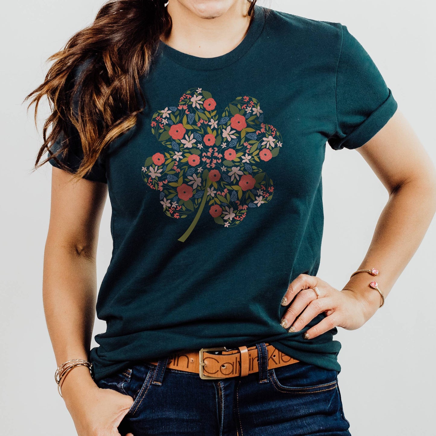 Floral Clover Tee | Stl Patrick's Day | Sizes XS-2XL
