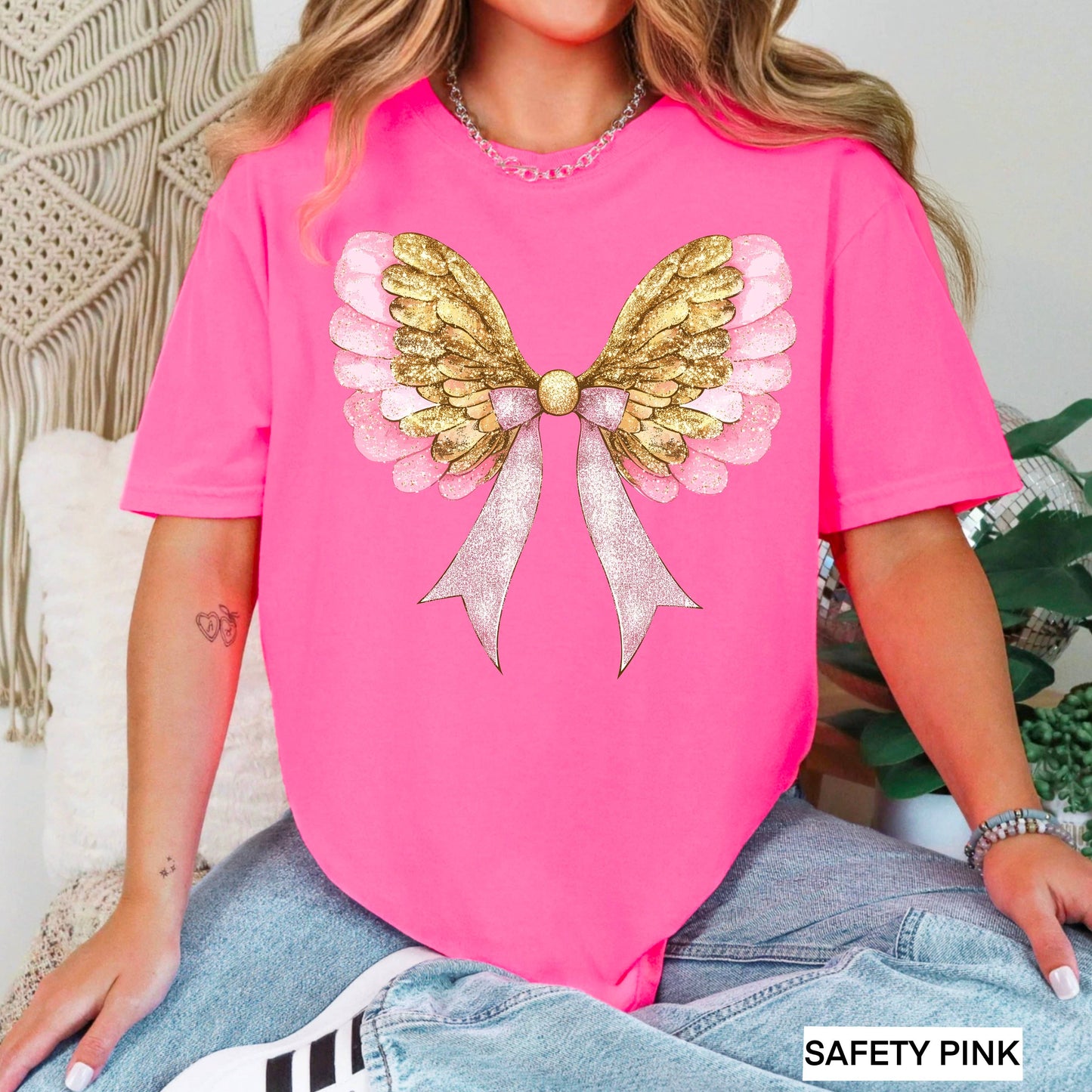 Coquette Angel Wings Faux Glitter Shirt |  Gildan
