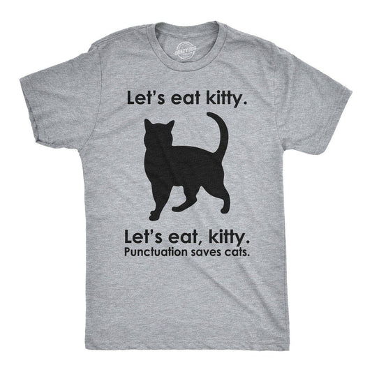 Let's Eat Kitty Men's Tshirt Cat Graphic Tee Western T