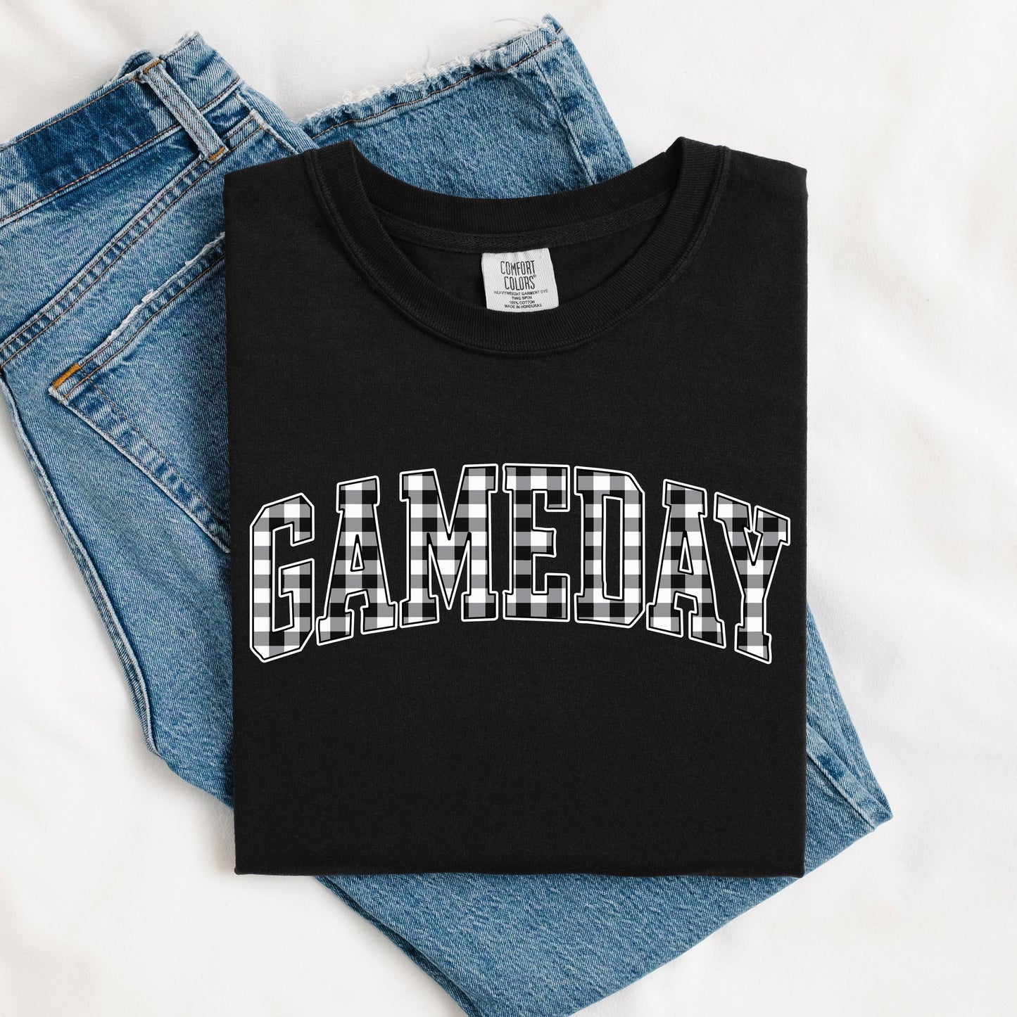 Gingham Gameday Shirt, Gameday Graphic Tee, Gingham Print