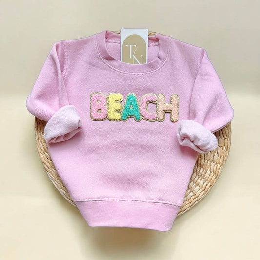 Chenille Patch Beach Toddler Sweatshirt, Beach Sweater