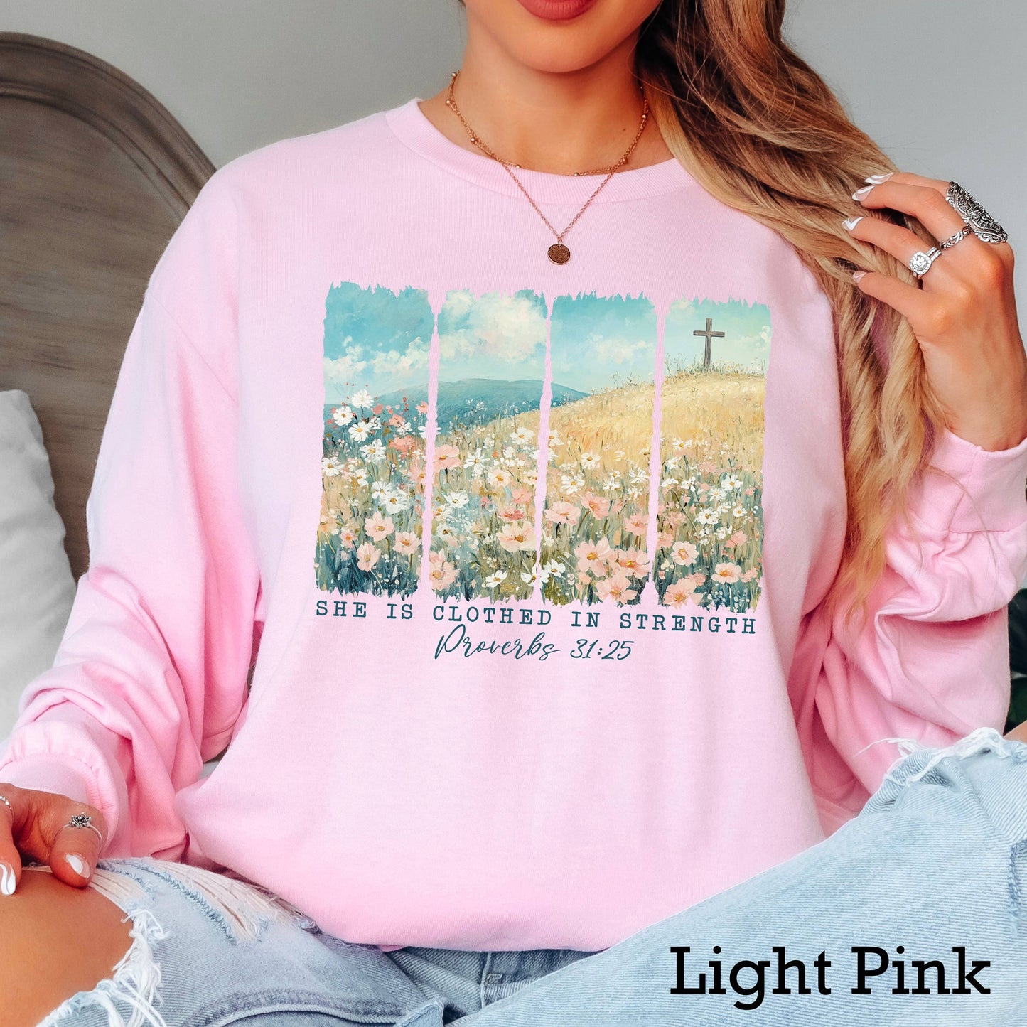She Is Clothed Psalms 31 Christian Shirt | Long Sleeve