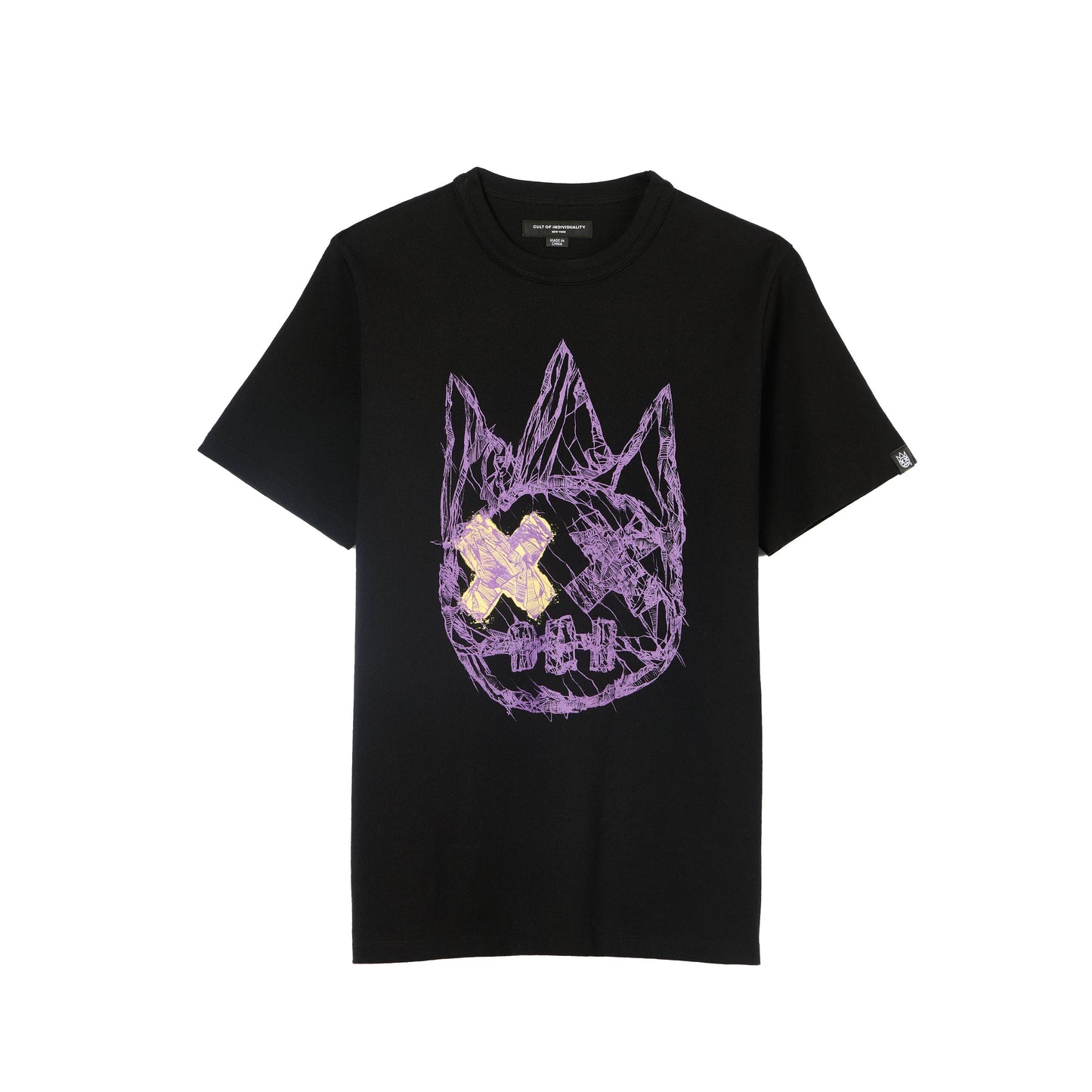 Cult's Short Sleeve Crew Neck Tee "Shattered Logo" in Black