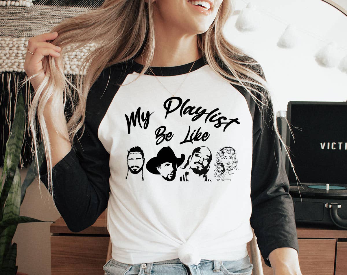 My Playlist Be Like -  Rock Country Rap Baseball T-Shirt