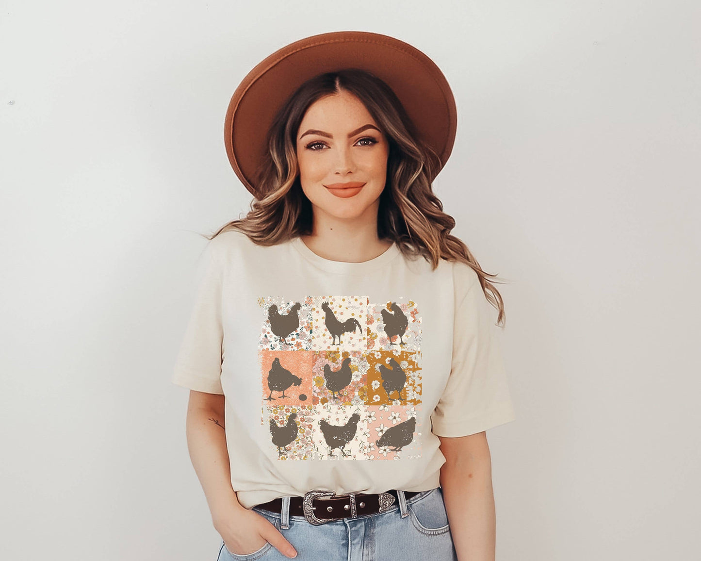 Floral Chickens Graphic Tee | Women's Chicken Tees Farm