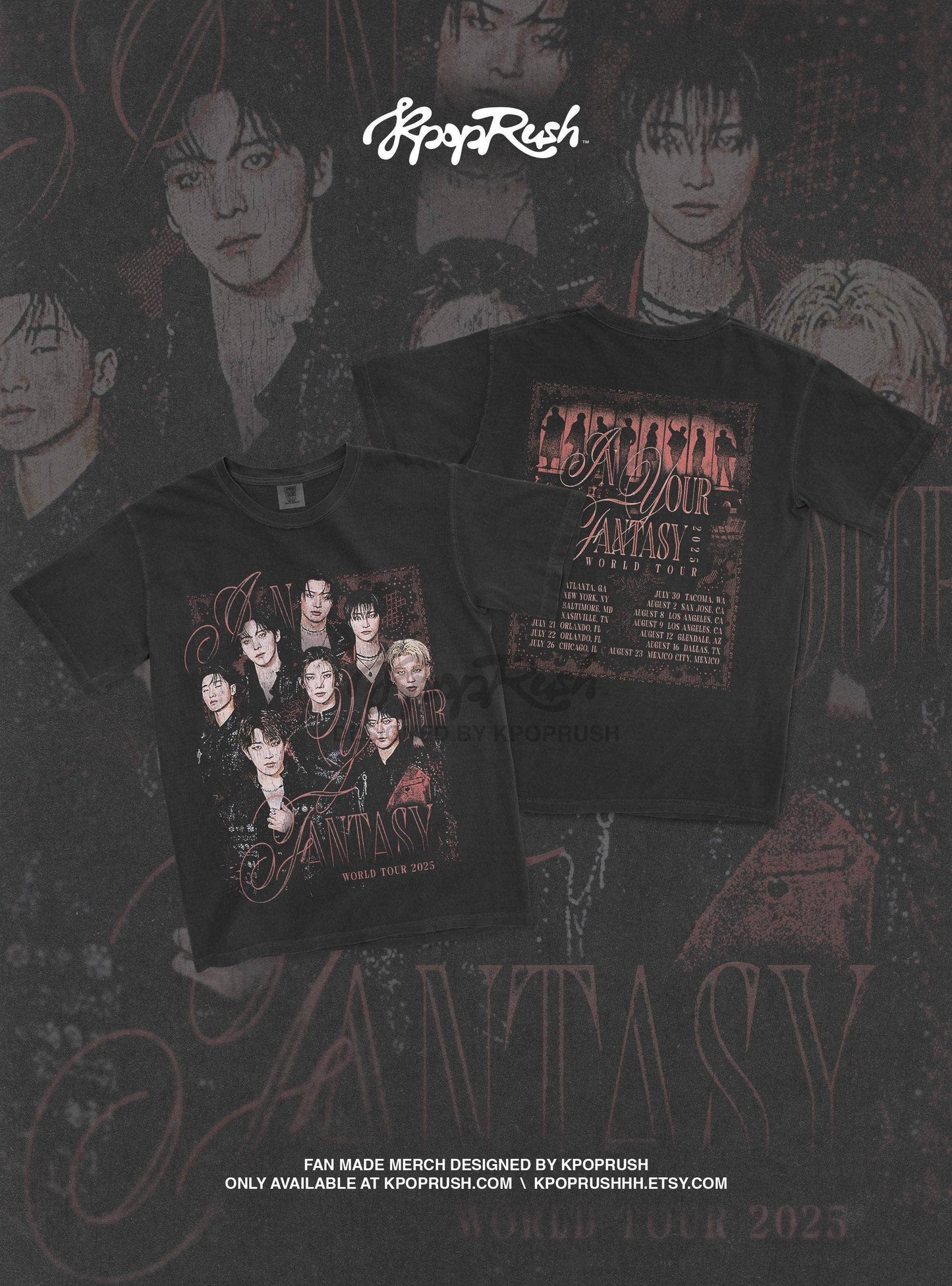 Ateez 'in Your Fantasy' 2025 World Tour T Shirt